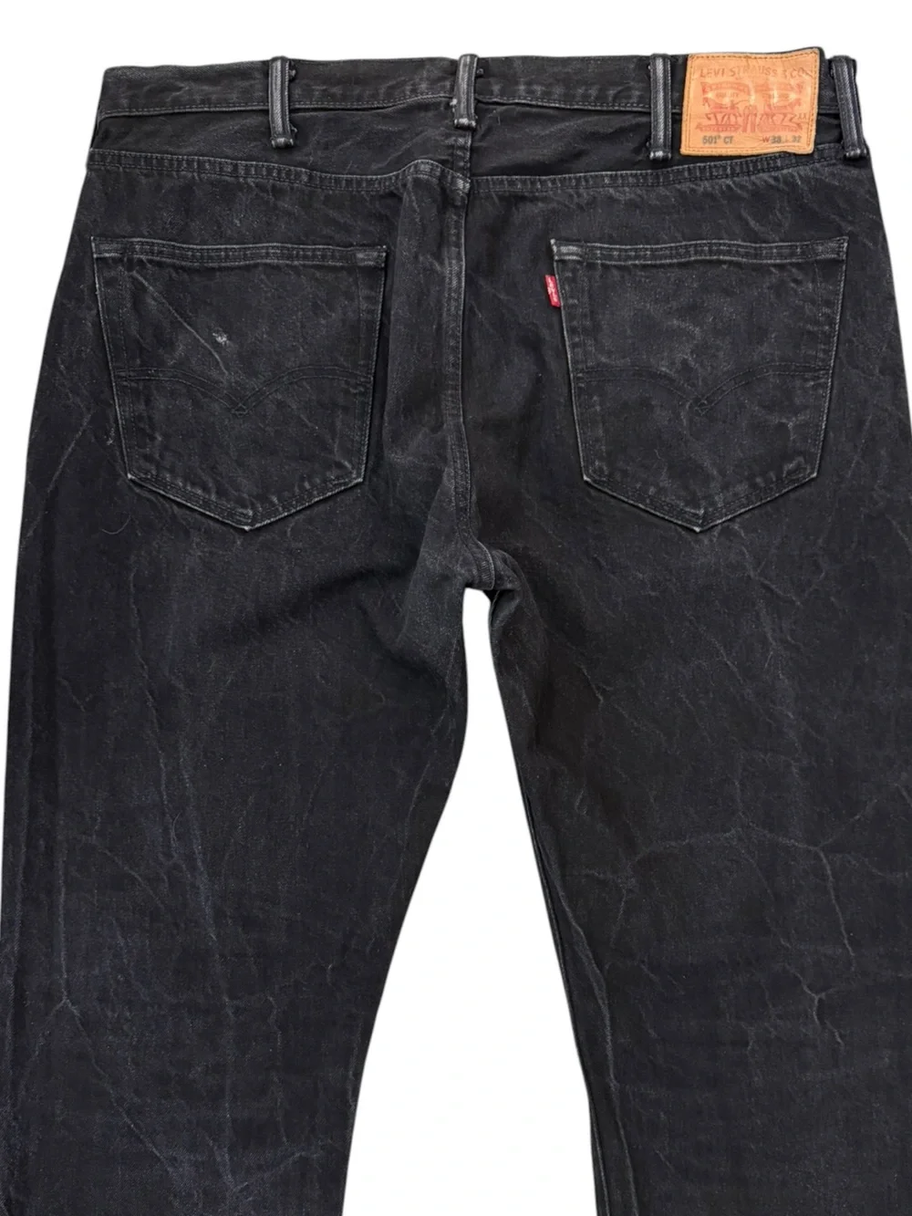 Levis 501 CT Custom Tapered Black Jeans Marbled Charcoal Wash 38x32 Fits 36x30